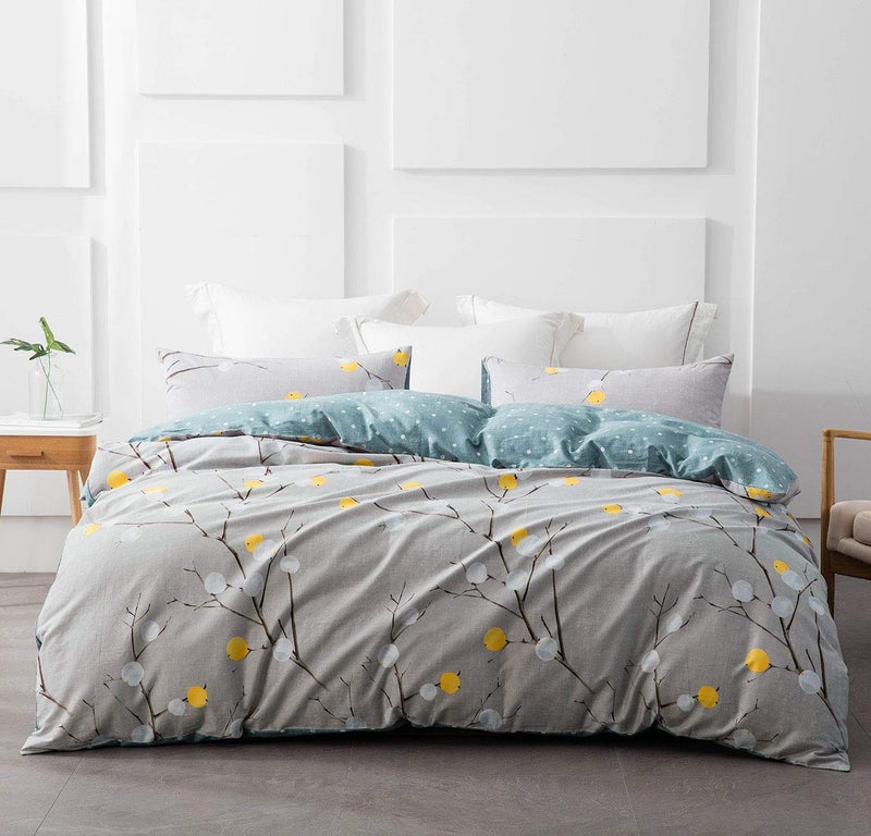 SLEEPBELLA Duvet Cover Set 600 Thread Count Cotton Bedding Set (Full, Grey Branch) - Image 3